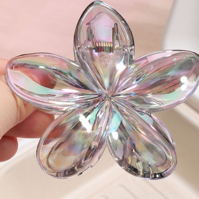 8CM Colorful Transparent Iridescent Plumeria Claw Clip - Unique Beach Vacation Style Laser Bauhinia Updo Clip_voghion.com