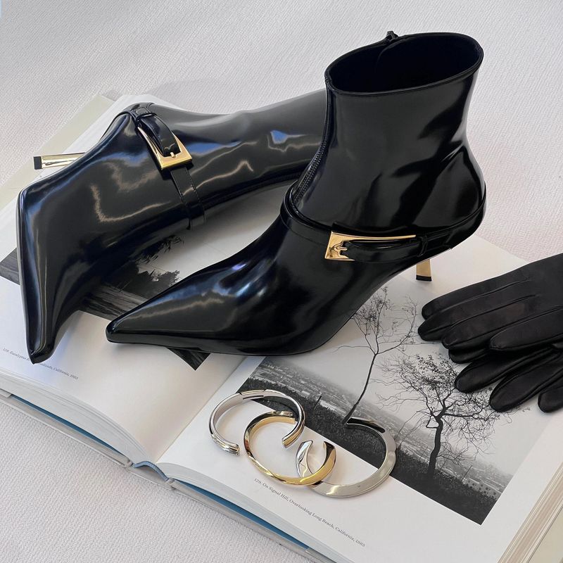 Hohe qualität spitz hochhackigen stiefel für frauen 2024 neue herbst und winter, gürtel schnalle, patent leder kurze stiefel,_voghion.com