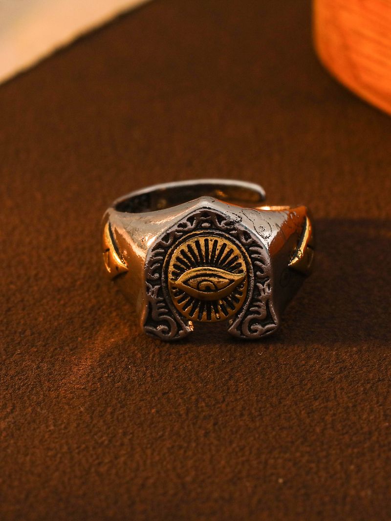 Anello aperto regolabile con testa di animale, occhio di demone, personalità bicolore, audace e divertente, stile punk_voghion.com