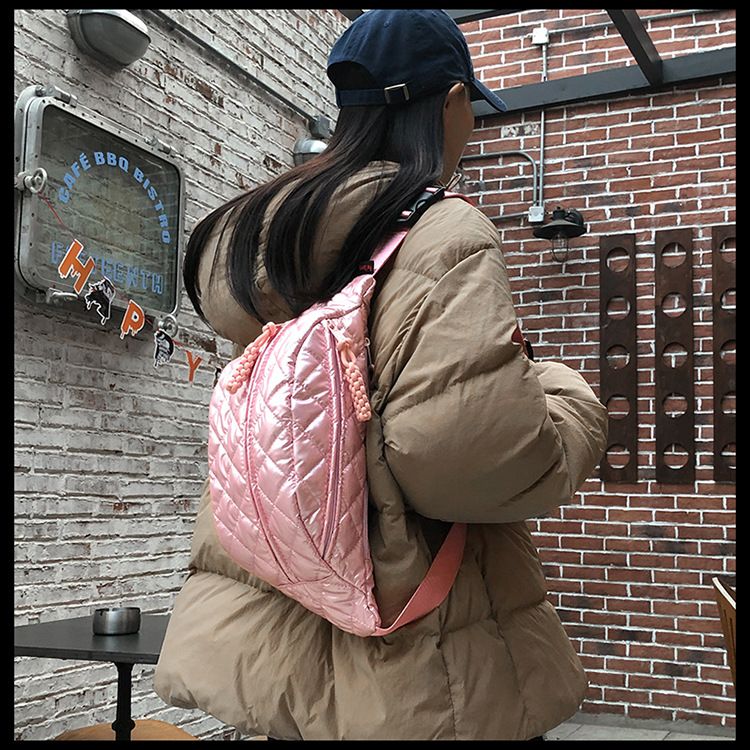 Winter New Women's Waist Bag Large Capacity Cotton Coat Crossbody Bag Fashion Waist Bag Diamond Embroidery Couple Chest Bag_voghion.com