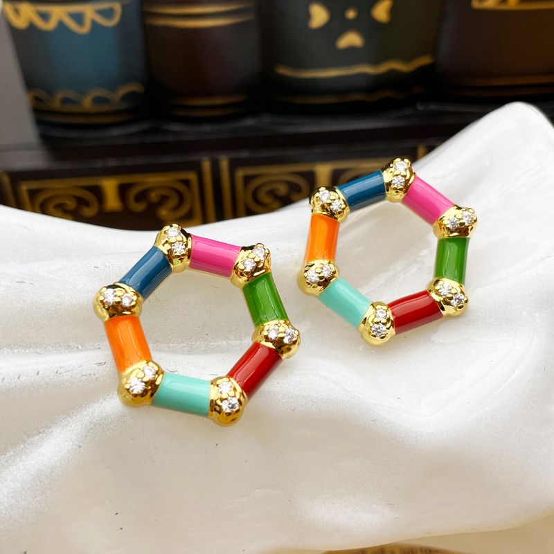 Orecchini a goccia colorati con personalità medievale con temperamento circolare, orecchini geometrici in argento con ago,_voghion.com