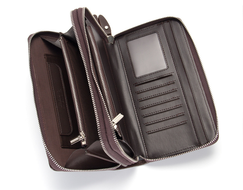 BAELLERRY Herrepung Nyankomst Stor kapacitet Dobbelt lynlås Clutch Multi Card Slot Mode Mobiltelefontaske_voghion.com