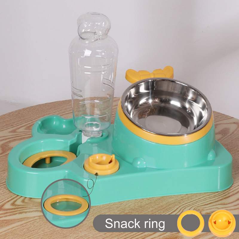 Tigela para animais de estimação Guangying 500ml/450ml, grande capacidade, design com sifão, inclinação de 15 graus, 5 em 1, tigela para alimentação de água, cães e gatos, uso diário_voghion.com