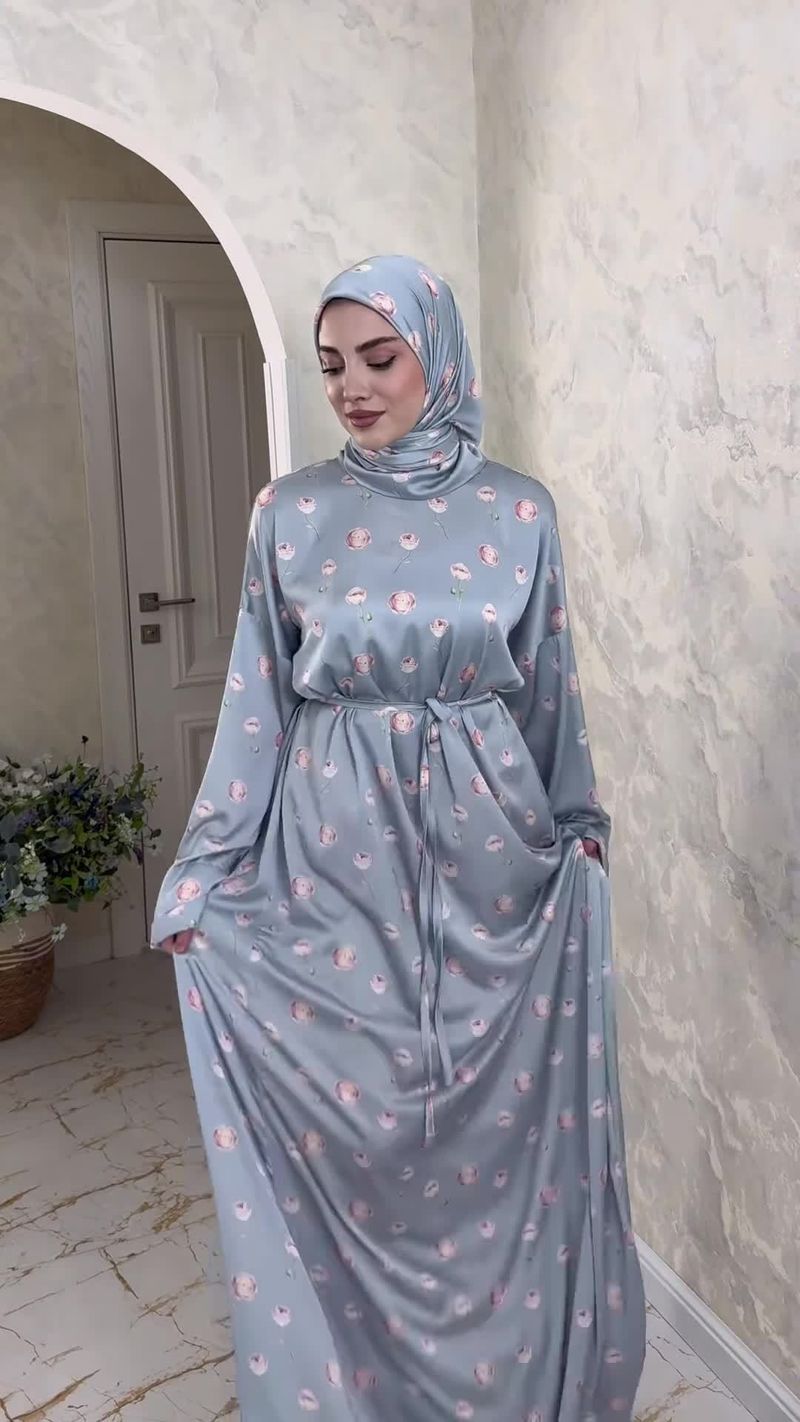 Abito lungo a maniche lunghe con stampa elegante e temperamento da donna, ampio e comodo._voghion.com