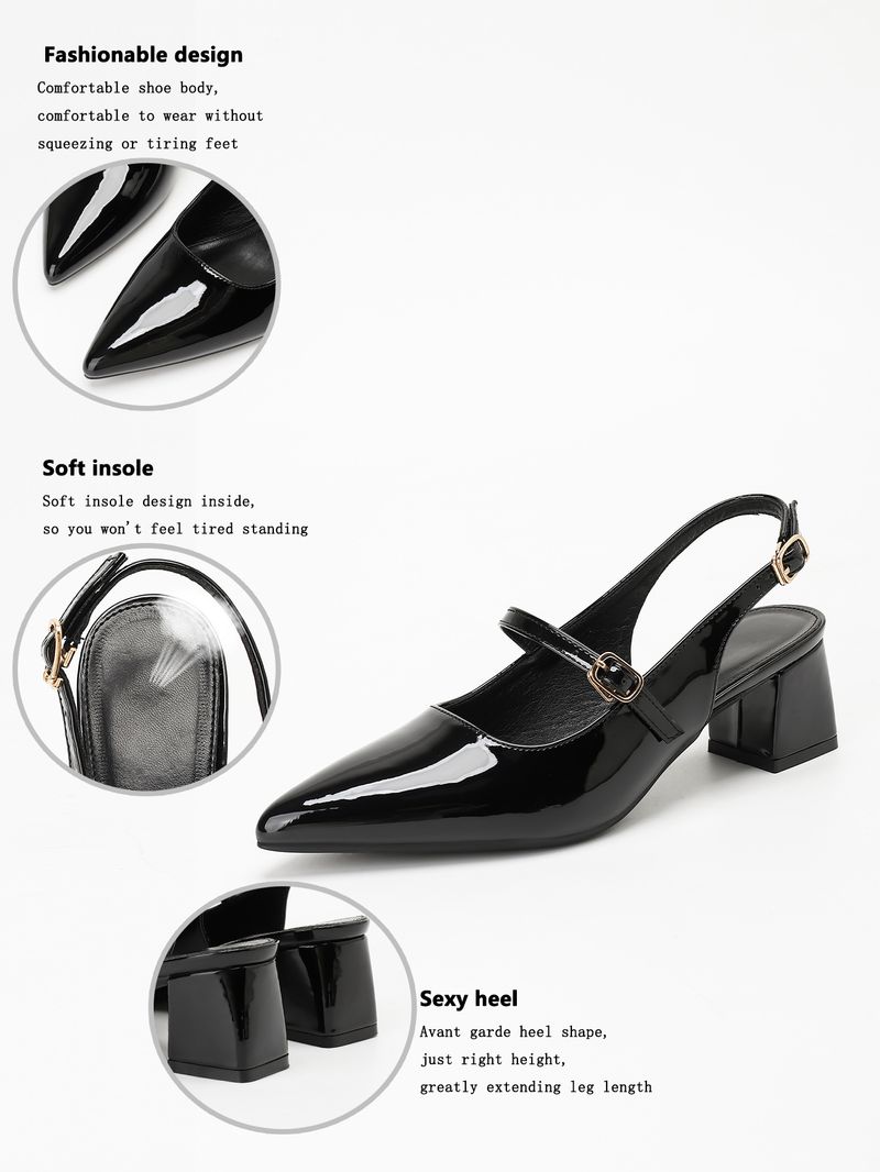 Lijn met puntige hoge hakken chunky heel pumps Mary Jane knot hoofd terug lege sandalen_voghion.com