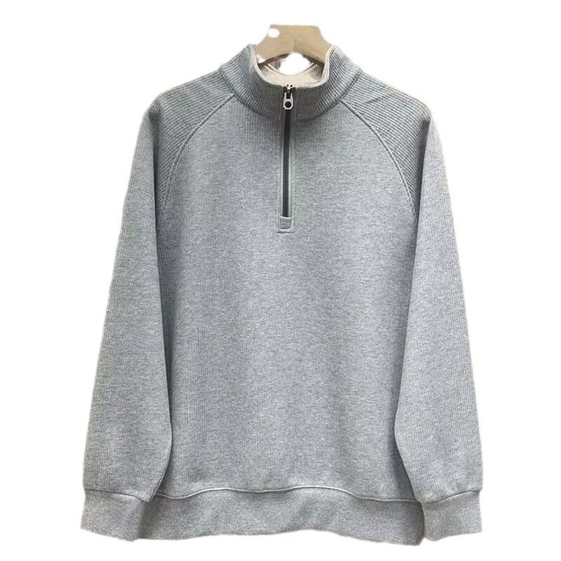 Halbhoher Sweatshirtkragen für Herren, modischer neuer Stil, vielseitige Basiskleidung, lockerer Überzieher mit halbem Reißverschluss für den Herbst_voghion.com