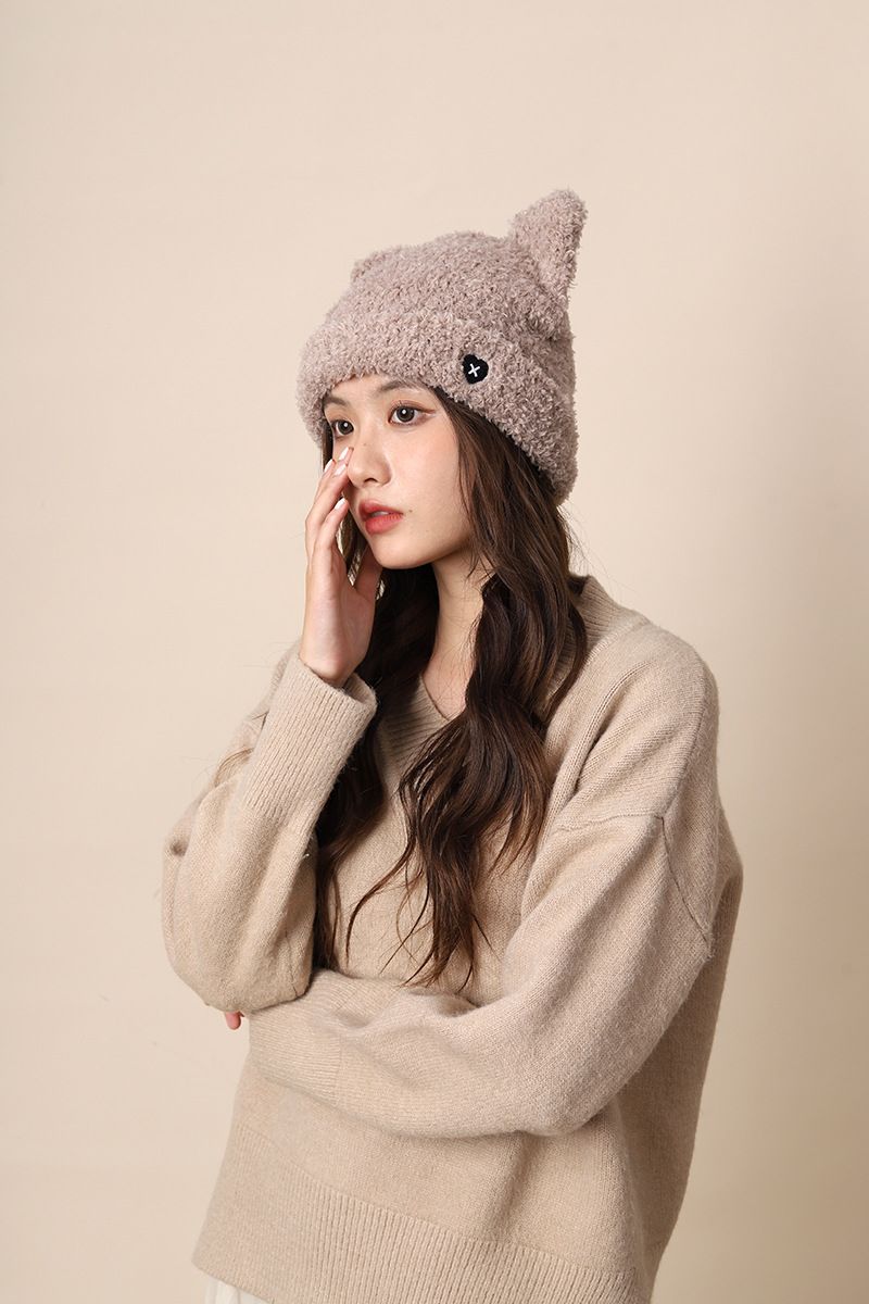 Orecchie di gatto (pane a forma di orecchio di gatto cotto a vapore) lana da donna calda in autunno inverno adorabile lavorato a maglia per casual coreano e_voghion.com