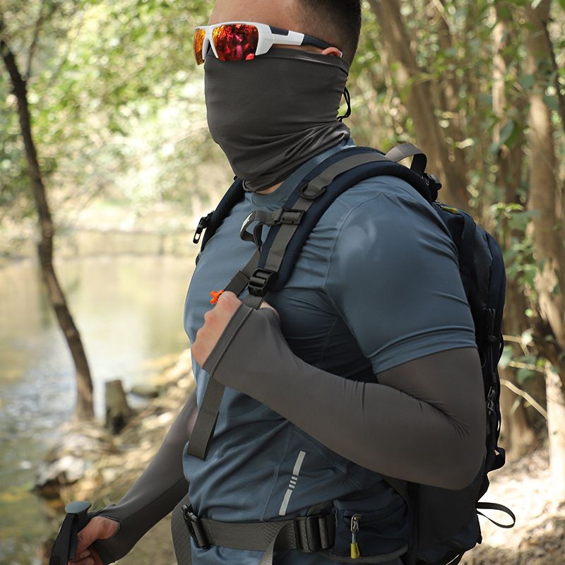 Men's Cooling Sun Mask Set - UPF 50+ Full Face Cover With Neck Protection & Arm Sleeves, Lightweight & Breathable For Cycling_voghion.com