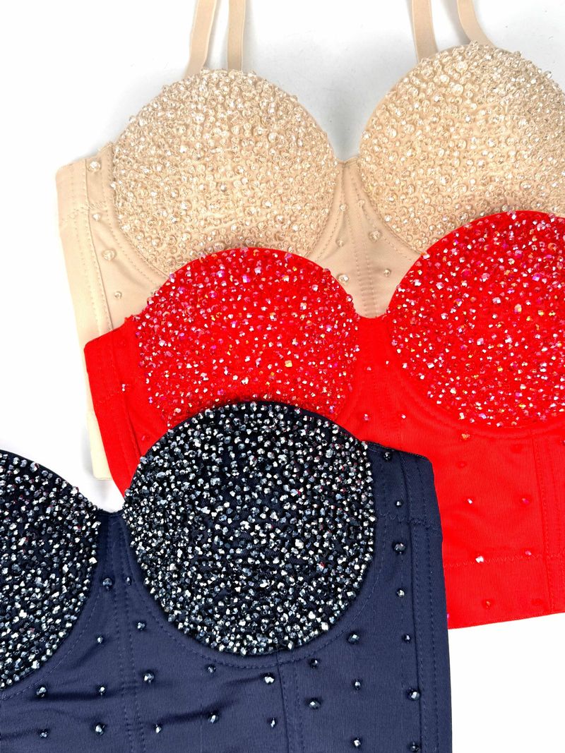 Reggiseno a spina di pesce fatto a mano con perline lucide da donna, abbigliamento esterno di alta qualità, canotta piccola, reggiseno a spina di pesce_voghion.com