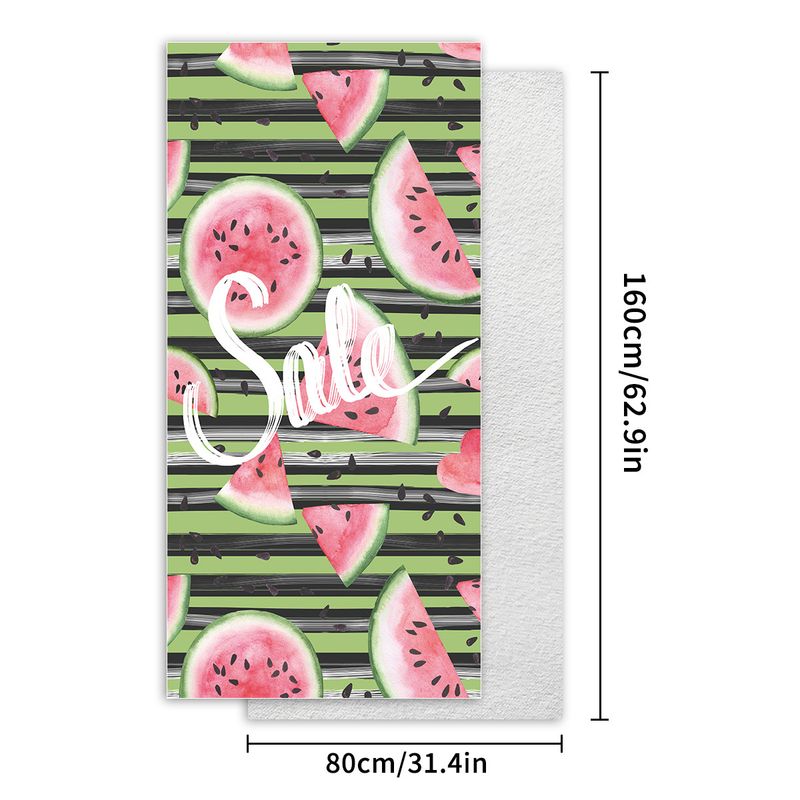 Watermelon Striped Beach Towel - Quick Dry, Ultra Absorbent & Double-Sided Flannel, For Pool, Vacation & Travel (80x160cm)_voghion.com