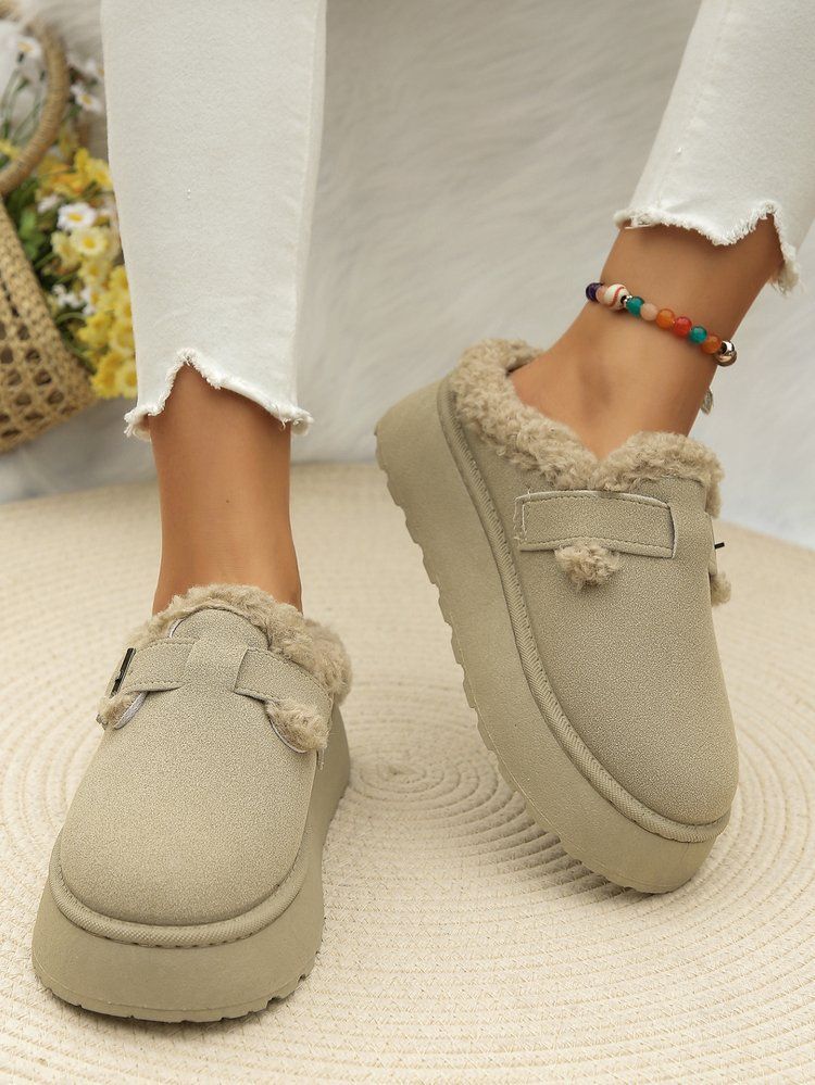 Women's Shoes Large Size Thick Soled Slippers For Women Winter New Retro Cotton Shoes Snow Boots For Women_voghion.com