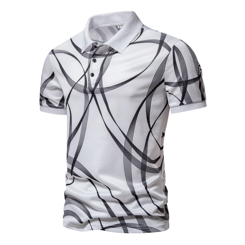 Nuova polo casual estiva con maglietta a maniche corte da uomo con stampa a righe_voghion.com
