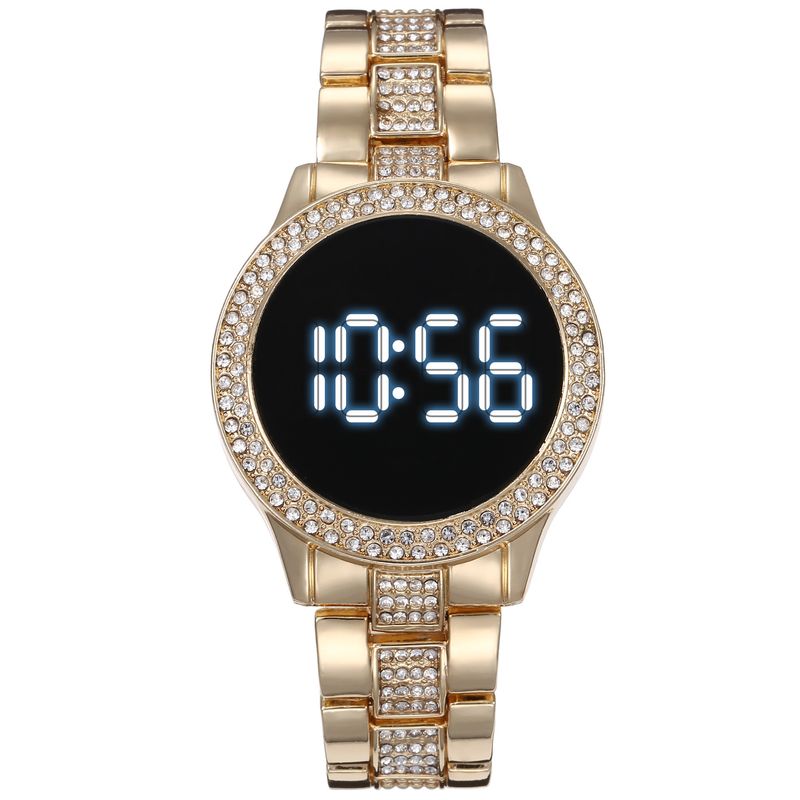 Hot Selling Double Row Diamond And Women's Waterproof LED Electronic Men's Set Large Dial Watch_voghion.com