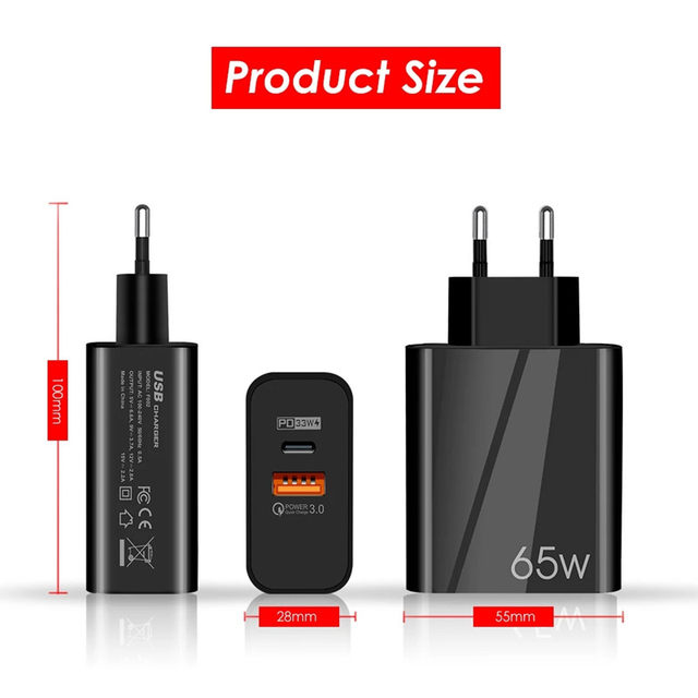Câble USB Type C Supercharge QC3.0 65 W PD, chargeur rapide universel pour Samsung, iPhone, Xiaomi, Huawei_voghion.com