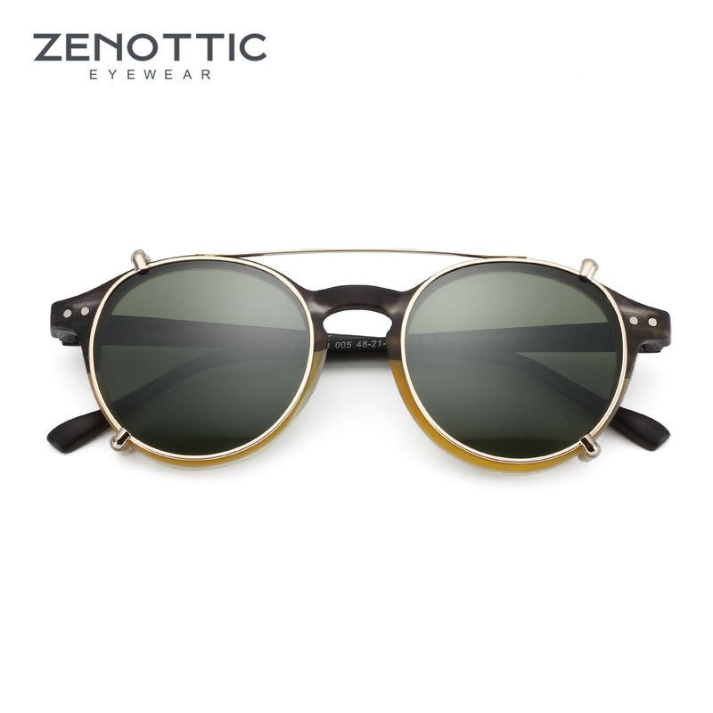 Fashion Fashion ZENOTTIC-Steampunk Style On Sunglasses for Men Women Anti Blue Light Glasses+Polarizing Clip Fashion/Retro Computer_voghion.com