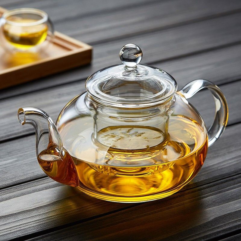 Tetera de vidrio resistente al calor de 400 ml/1000 ml, tetera de flores, juego de té de kung fu, colador de té, infusor, tetera de cebada Puer-Oolong._voghion.com