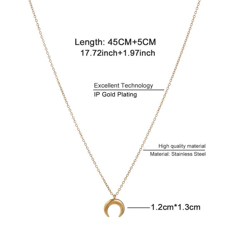 Hot Sales Nieuwe Mode Roestvrijstalen Dunne Ketting Hanger Voor Vrouwen Halve Maan Hoorn Charms Ketting Sieraden_voghion.com