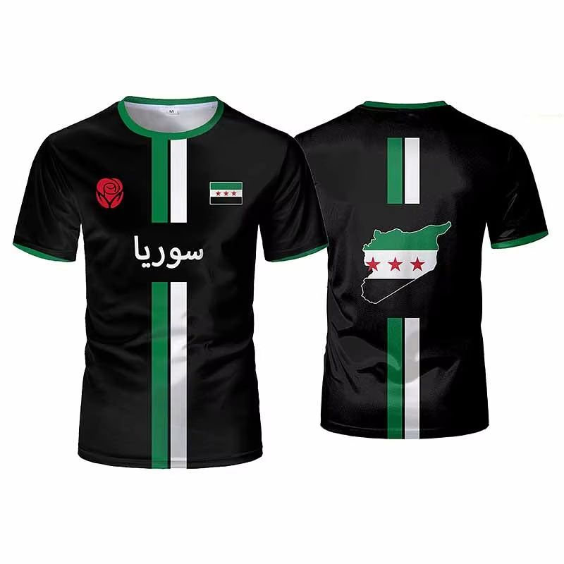 Nowa koszulka piłkarska Syria 3D Print T-shirt Flaga Syrii Koszulka męska/damska Oversize Casual Krótki rękaw T-shirt Unisex Topy Koszulki_voghion.com