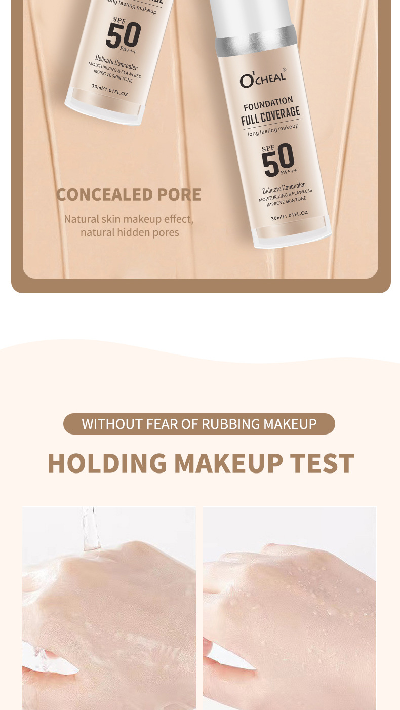 OCHEAL Temperature Change Liquid Foundation Moisturizing Concealer Long-lasting And Docile, Not Easy To Take Off Makeup Brightening Color Change_voghion.com