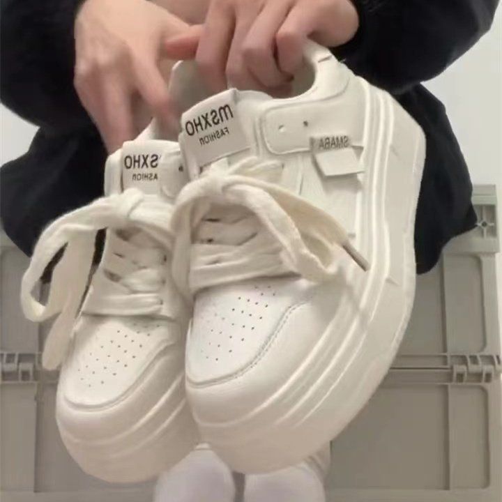 Scarpe con plateau Muffin bianche per bambini, versione coreana, scarpe casual traspiranti e rialzate_voghion.com