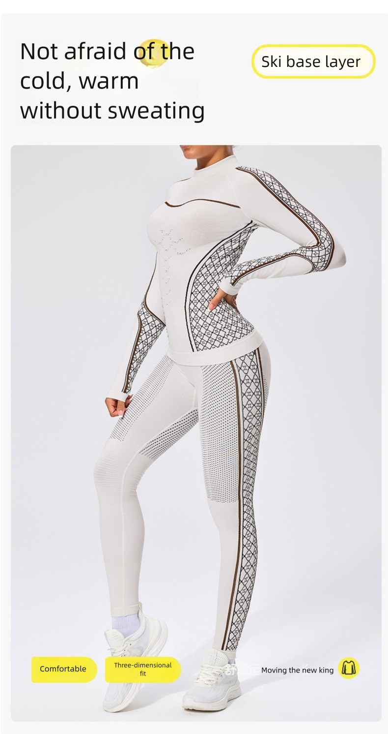 Tuta da sci da donna ad asciugatura rapida, in maglia, funzionale, a compressione, calda e traspirante, set di base per ciclismo_voghion.com