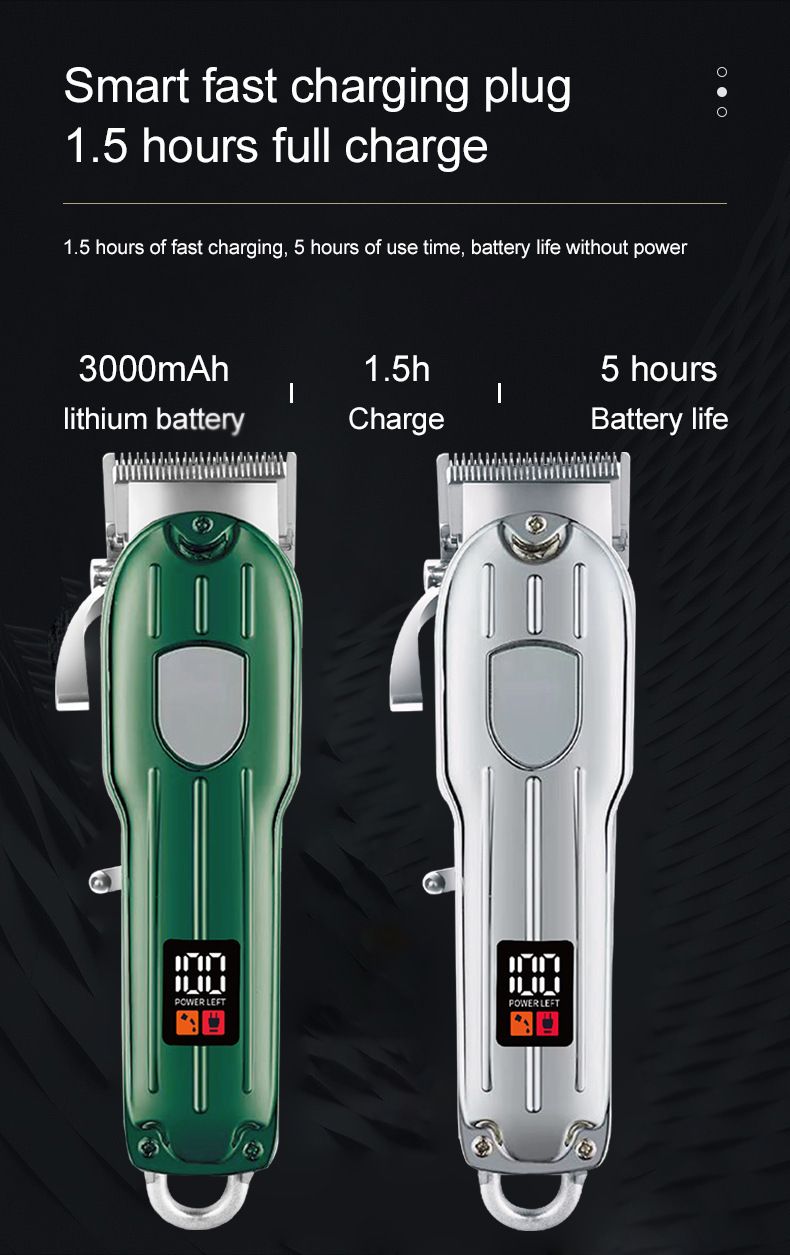Professional Hair Clipper With Titanium Alloy Blades, LCD Display, Rechargeable Cordless Hair Trimmer For Men & Women, Detachable Washable Blades_voghion.com