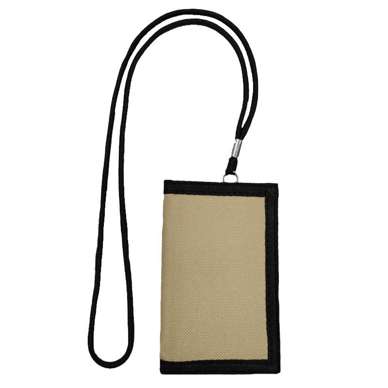 Carteira masculina de lona com cordão, zíper, bolso, clipe, chaveiro dobrável, compartimento para cartão, bolsa para dinheiro_voghion.com