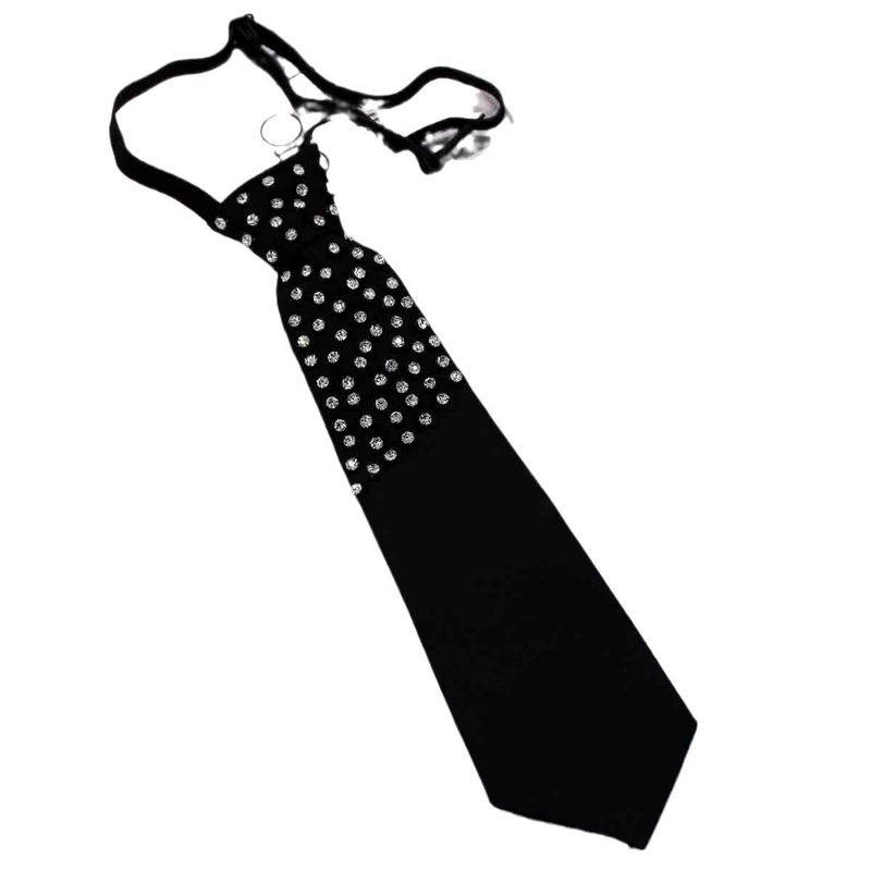 Cravatta elastica senza nodo con strass, in cristallo nero di lusso leggero per donna, camicia coordinata, stile college, moda versatile_voghion.com