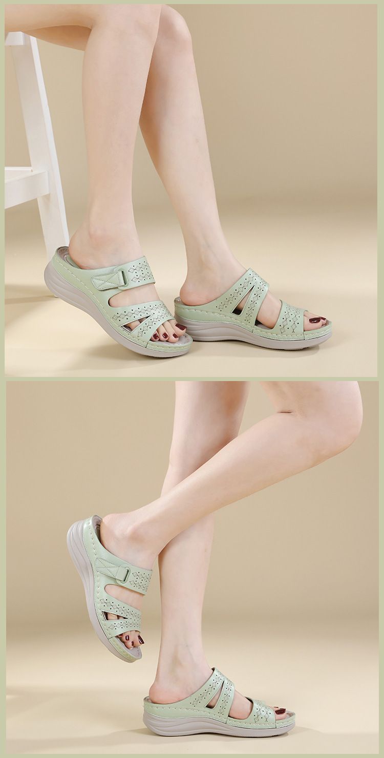 Sandales compensées décontractées pour femmes, bout rond ajouré, pointures larges, modèle JS777-20 (Nouveauté 2025)._voghion.com