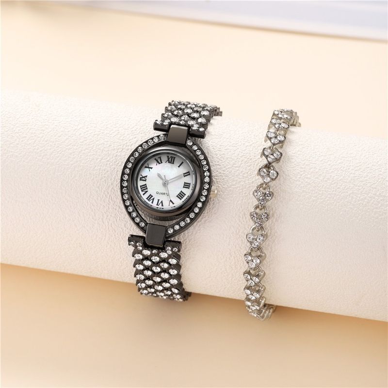 Reloj de pulsera de mujer con diamantes ovalados, caja de regalo de moda de lujo, reloj de pulsera de dos piezas, reloj de cuarzo_voghion.com