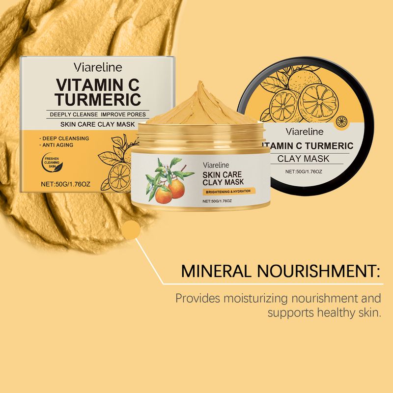 Viareline Vitamin C Deep Cleansing Mud Mask Gently Cleans, Hydrates And Moisturizes Facial Skin_voghion.com