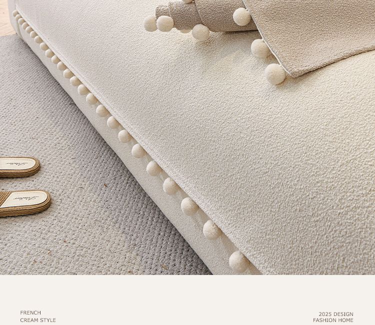 Fodera per cuscino del divano in pile Teddy di alta qualità, impermeabile e anti-gatto, retro antiscivolo (misure personalizzate, estetica color crema per divani componibili)_voghion.com