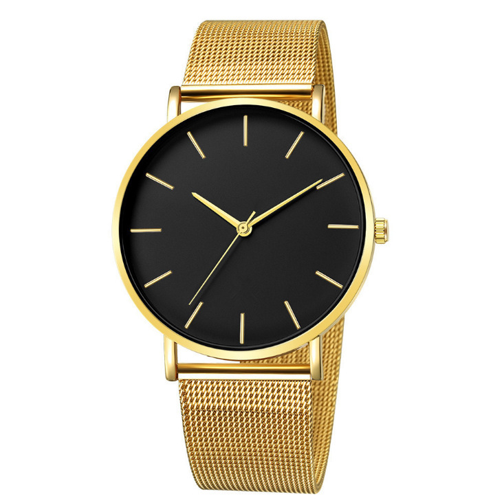 Relógio de pulso masculino casual de negócios com pulseira de malha minimalista e fino de quartzo para homens_voghion.com