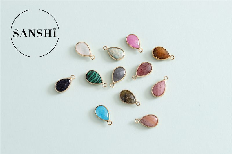 Damenschmuck Naturstein Wassertropfen Anhänger Halbedelstein Doppelfacettiert Bogen Oval Anhänger DIY Handgefertigte Stein Accessoires_voghion.com