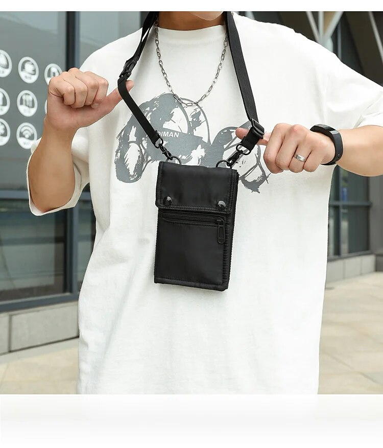 New Mobile Phone Men's Shoulder Multi use Small Backpack Nylon Fabric Oblique Straddle Travel Bag Women's Anti Splashing_voghion.com