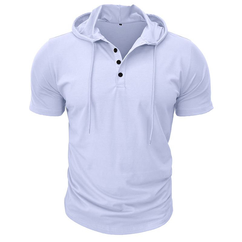 T-shirt à manches courtes pour hommes, sport et fitness, haut à capuche, chemise American Henry_voghion.com