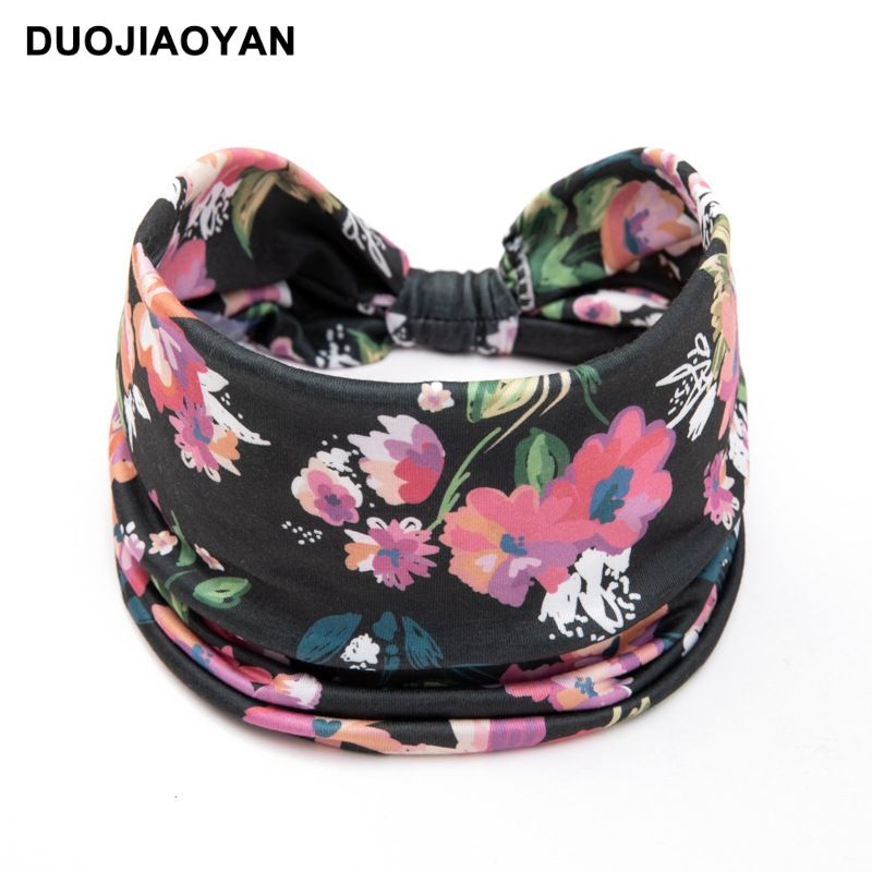 Hot Selling Sports Headband with Printed Wide Edge Headband in Europe and America Sweat Absorbing and Knotting Women's Elastic Headband_voghion.com