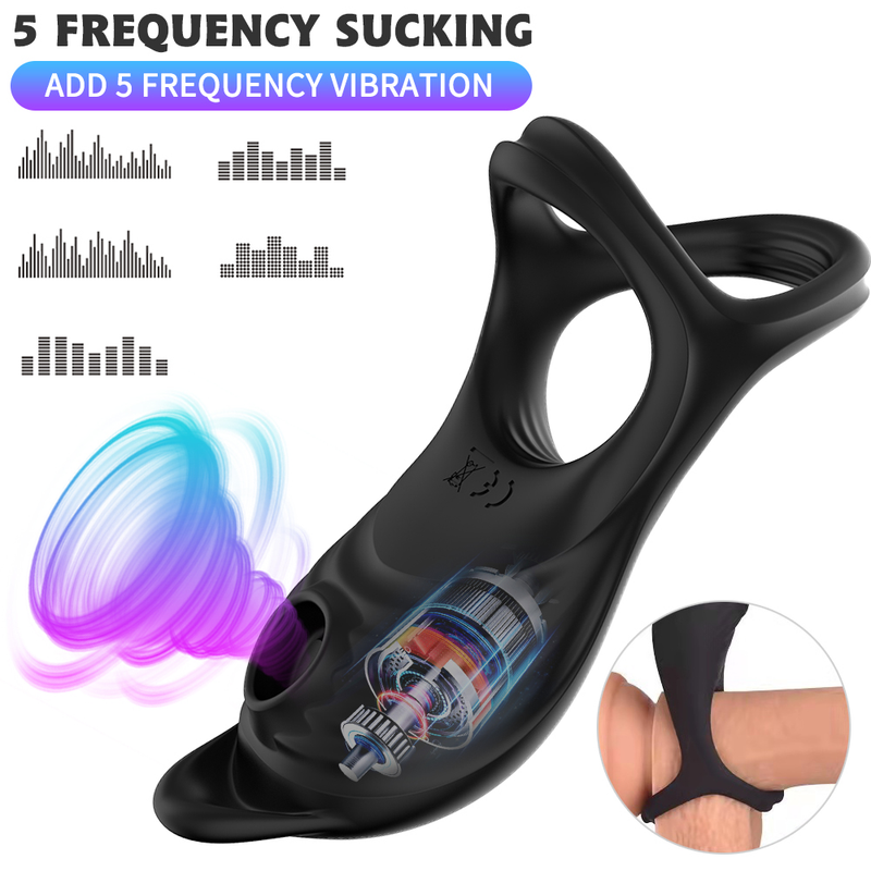 Verzögerter Ejakulationsring Vibratorring Produkte für Erwachsene Klitoris Sauger Trainer Hodensackring Sexspielzeug für Paare_voghion.com