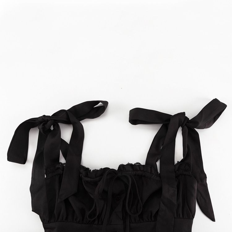 Abito estivo da donna, nuovo stile, tinta unita, sexy, con gonna corta arricciata, aderente, con bretelle e cuciture._voghion.com