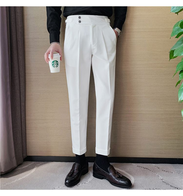 New Neapolitan Drape High Waist Men's Casual Pants Trendy Trousers_voghion.com
