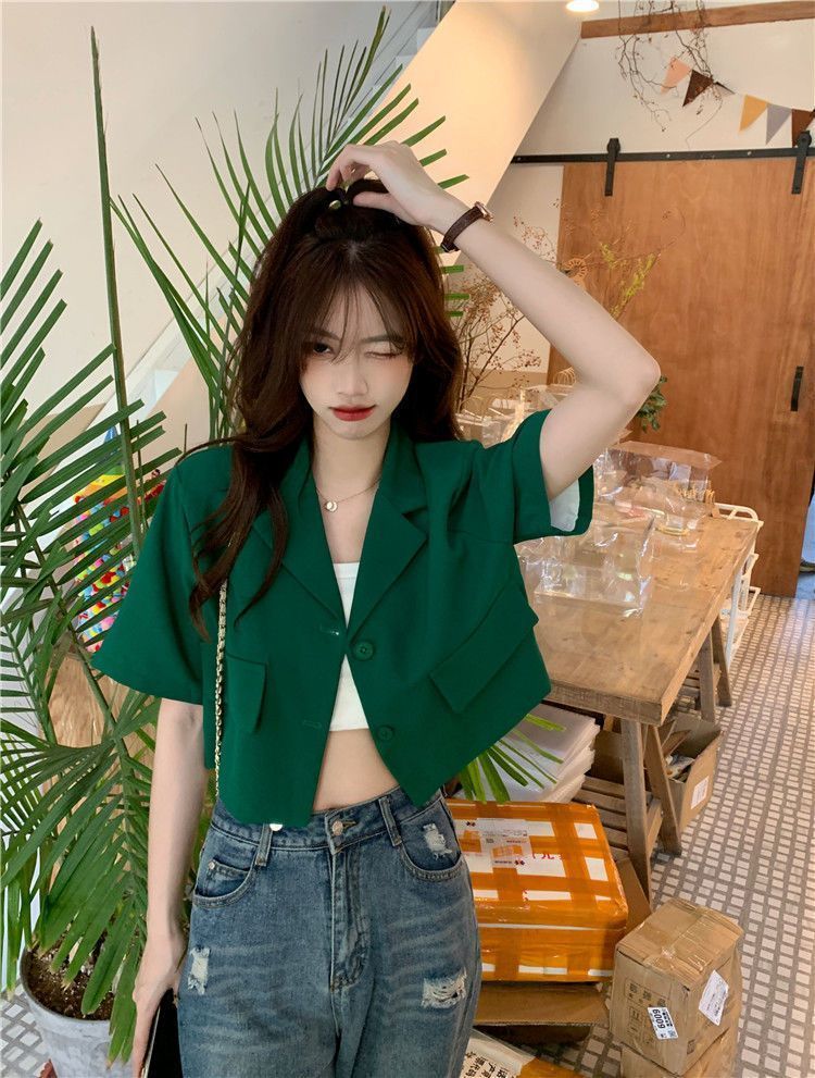 Hanrouchuan Street Style Petite 2025 Summer Thin Casual Design Sense Niche Short Blazer_voghion.com