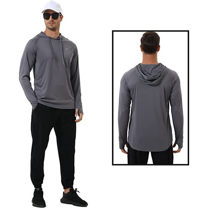 Felpa con cappuccio a maniche lunghe da uomo, protezione solare UPF 50+, per atletica, palestra, pesca, ciclismo, asciugatura rapida_voghion.com