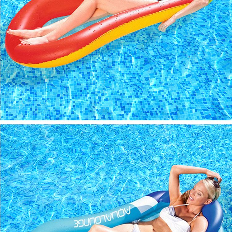 Gradient Transparent Mesh Floating Bed With Foldable Backrest - Inflatable Lounge Chair For Pool & Lake (Quick-Dry Heavy-Duty PVC Portable Design)_voghion.com