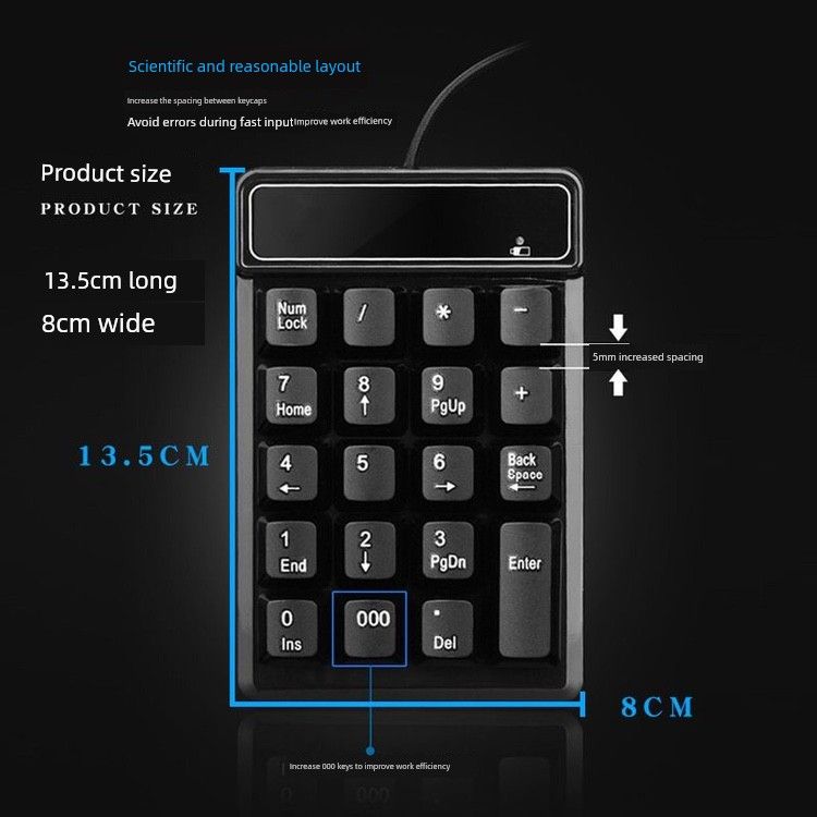 Mini Bluetooth Drahtlose Digitale Tastatur Externe USB Verdrahtete Desktop-Computer Notebook Buchhaltung Finanz Kassierer_voghion.com