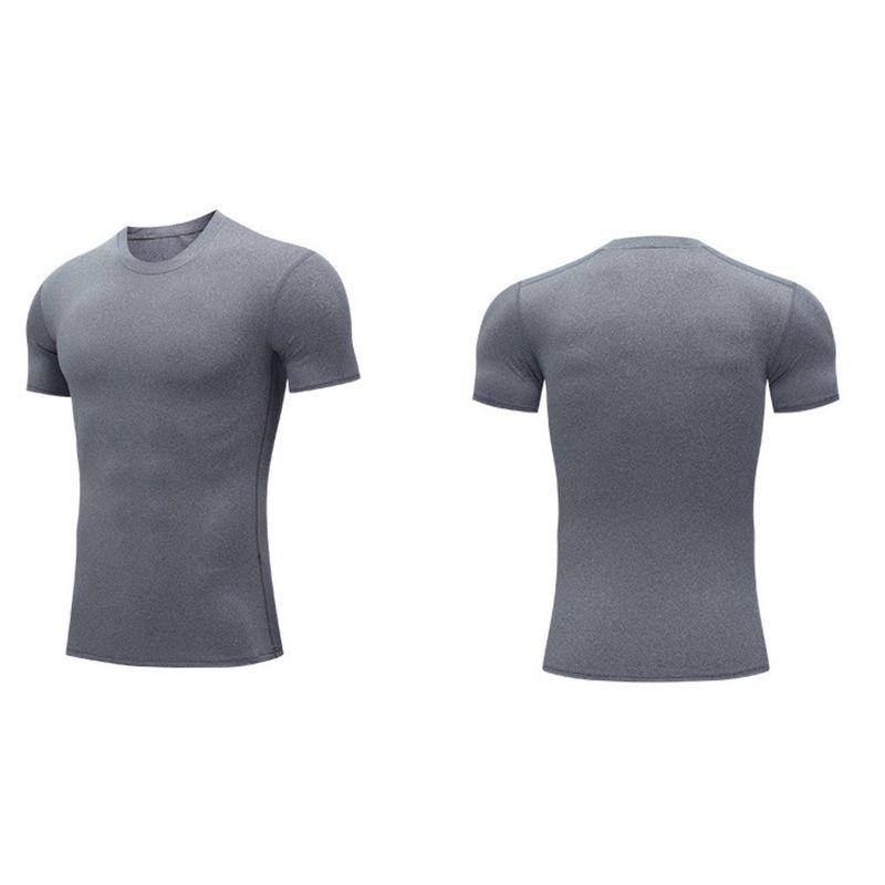 Abbigliamento sportivo da uomo PRO Fitness, aderente, a maniche corte, ad asciugatura rapida, elastico, maglietta da corsa, maglia da ciclismo a compressione_voghion.com