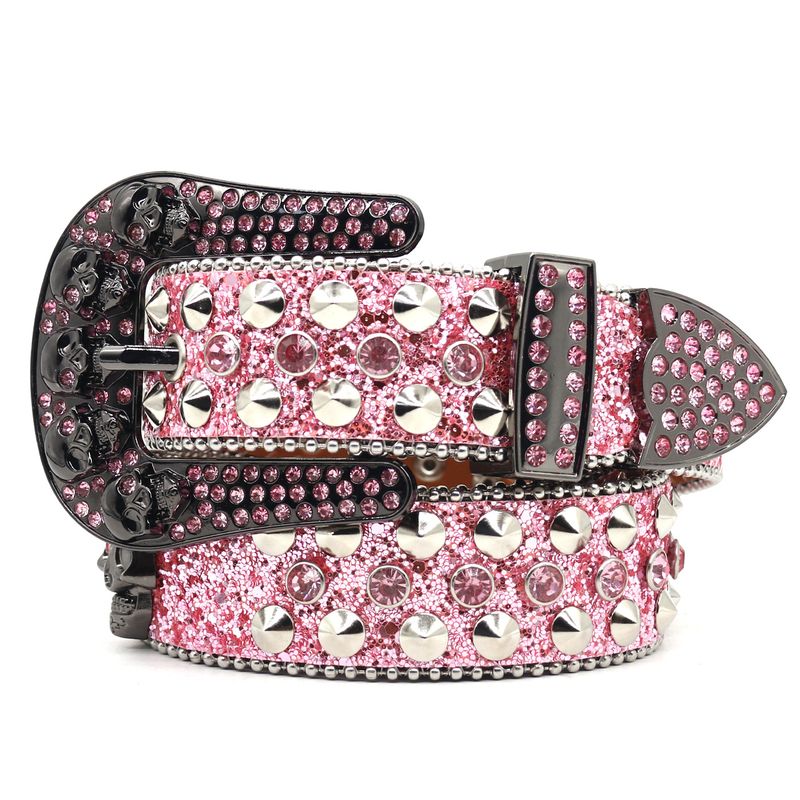 Dödskallevatten med inlagt diamant tunt bälte, moderiktigt klänningsbälte i punk-kryddig tjejstil för kvinnor_voghion.com