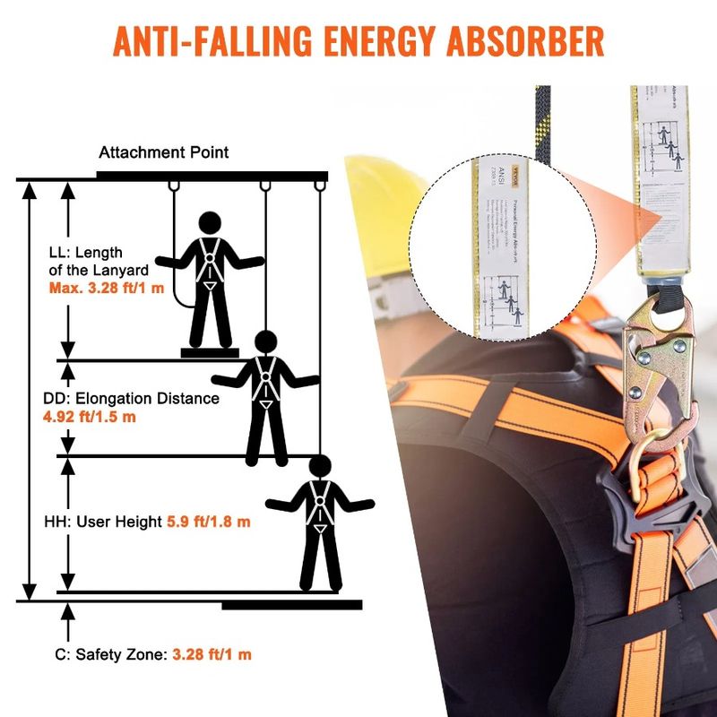 Sna Fall Tension Vertical 50' 30 Polyester X Assembly Protection KN Roofing With 0.55'' Rope Breaking Rope Lifeline With Steel_voghion.com