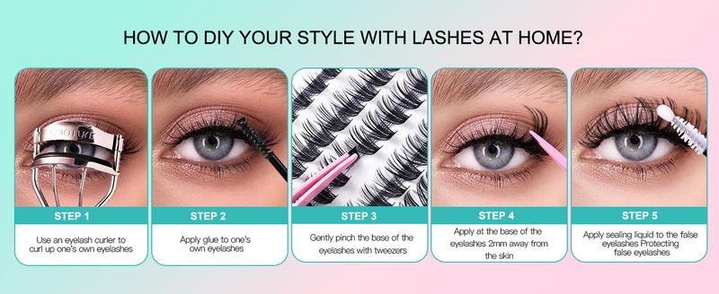 Großes Set mit segmentierten falschen Wimpern, gemischte untere Wimpern und natürliche einzelne Wimpernbüschel zum Selbermachen_voghion.com
