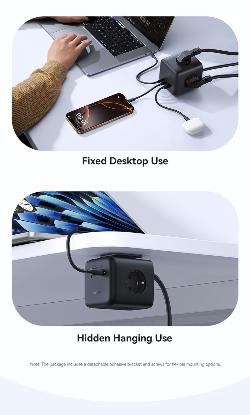 67W Baseus GaN Ladegerät Steckdosenleiste USB-C Schnellladung 3AC Steckdose 6 in 1 Desktop-Station für Laptop Samsung Telefon_voghion.com