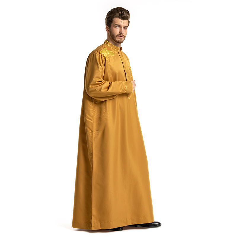 Mandstøj muslimsk etnisk broderi langærmet løs krave kjortel mand_voghion.com